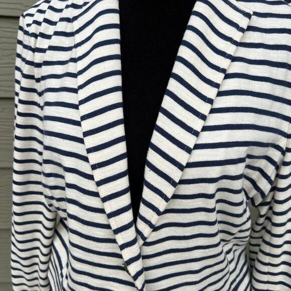 J.CREW size M blazer cream with navy stripes cotton - Picture 6 of 11